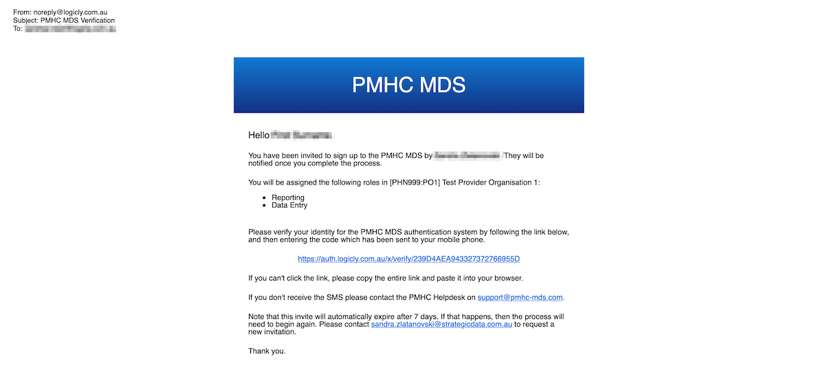 PMHC MDS Invitation Email