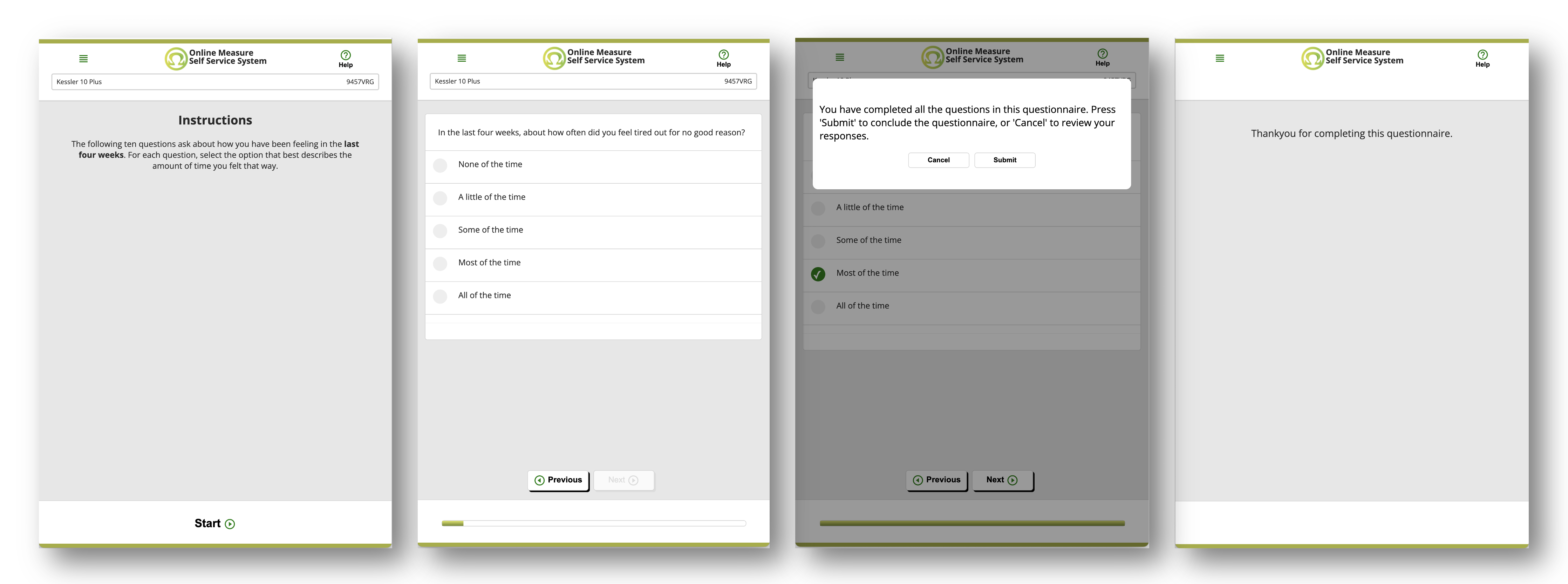 Example Client Data Generate Collection Occasion Self Service Measure screen